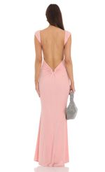 Picture Open Back Maxi Dress in Pink. Source: https://media.lucyinthesky.com/data/Feb24/150xAUTO/6352c811-0d0d-4d9f-b7f1-6b2f7d3fabea.jpg