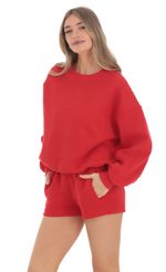 Picture Fleece Sweat Shorts in Cherry Red. Source: https://media.lucyinthesky.com/data/Feb24/150xAUTO/8d52d63a-0e2f-49b4-ba00-1b57842c3dff.jpg