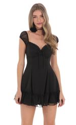 Picture Short Sleeve Sweetheart Dress in Black. Source: https://media.lucyinthesky.com/data/Feb24/150xAUTO/8d9f109c-21e5-42e9-8052-52cb5b46aceb.jpg
