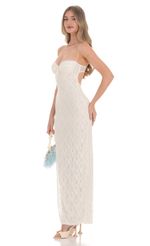 Picture Lace Bodycon Maxi Dress in Ivory. Source: https://media.lucyinthesky.com/data/Feb24/150xAUTO/c53c29e1-8b72-4961-b772-08d2c253dc88.jpg