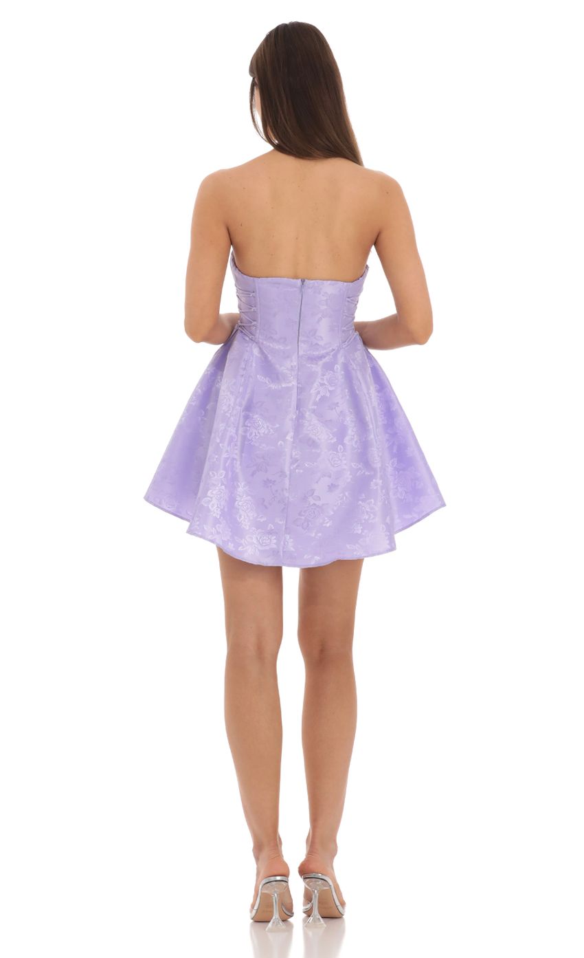 Picture Strapless Jacquard A-Line Dress in Lavender. Source: https://media.lucyinthesky.com/data/Feb24/850xAUTO/363636d2-e950-45a3-a0dc-08b22a7f653f.jpg