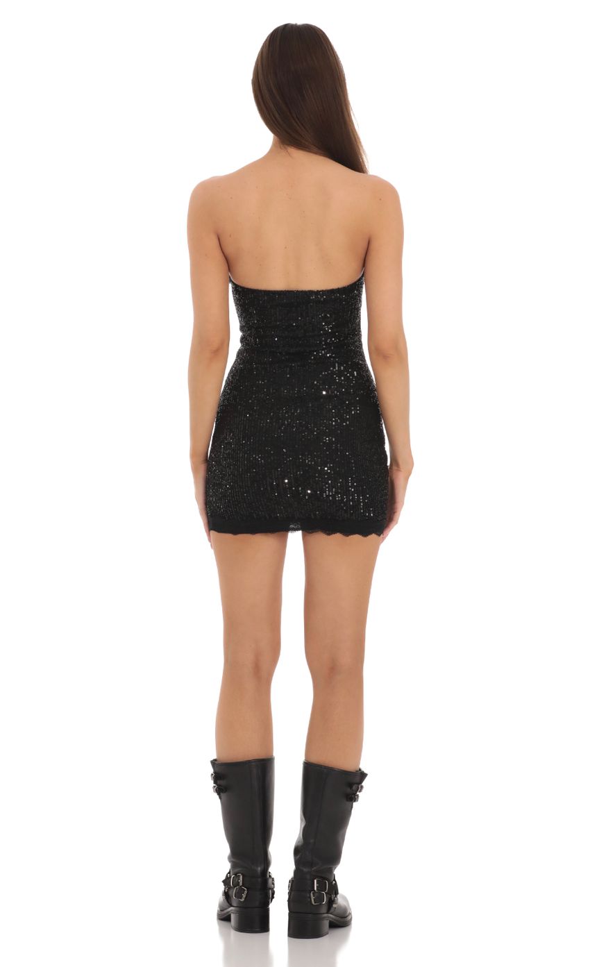 Picture Lace Sequin Strapless Bodycon Dress in Black. Source: https://media.lucyinthesky.com/data/Feb24/850xAUTO/3d6f1345-f65b-4a6b-9f37-a6195922568e.jpg