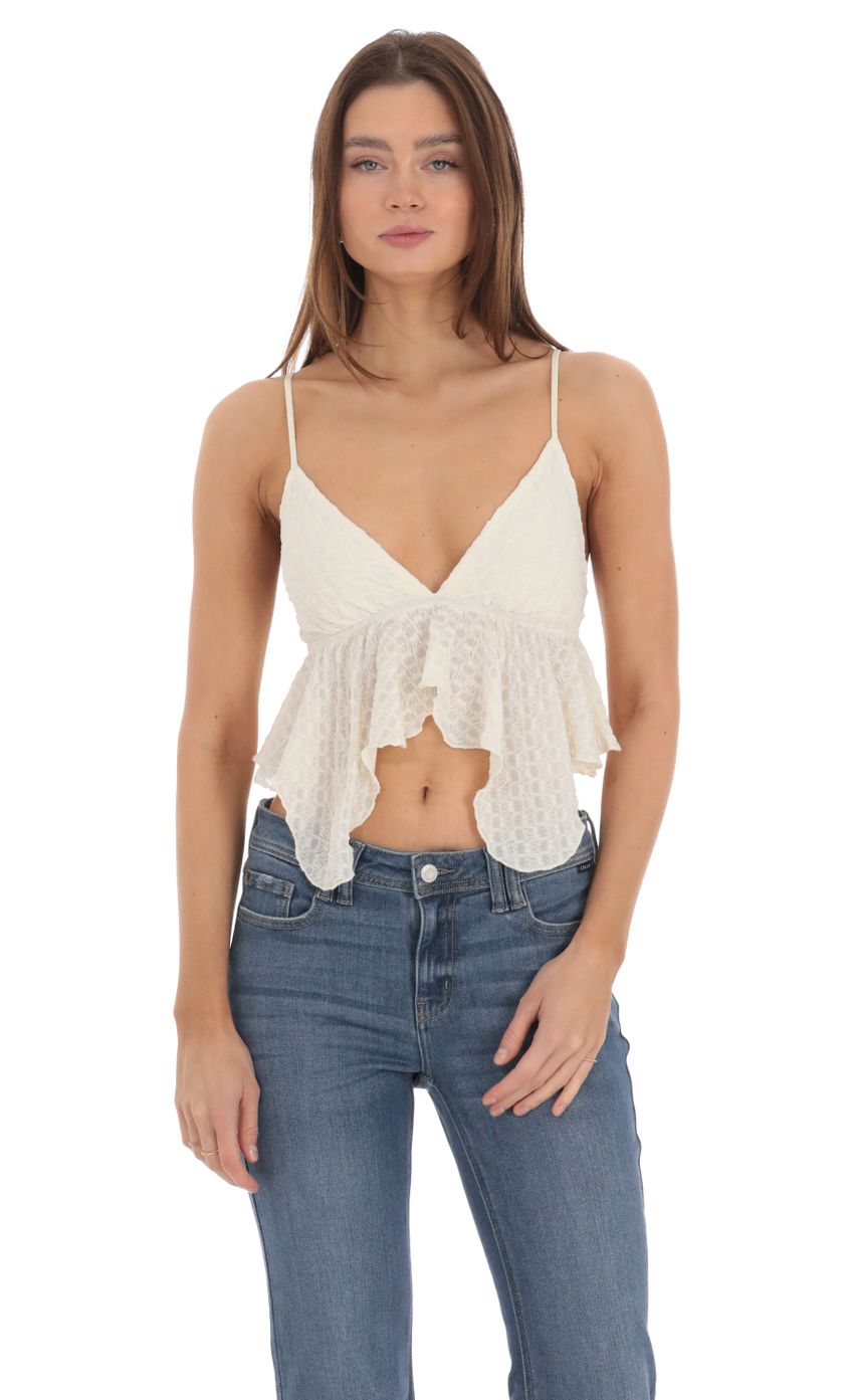 Picture Textured Triangle Top in Ivory. Source: https://media.lucyinthesky.com/data/Feb24/850xAUTO/5d860bd0-c2f7-4988-978c-ce1e4859d92c.jpg