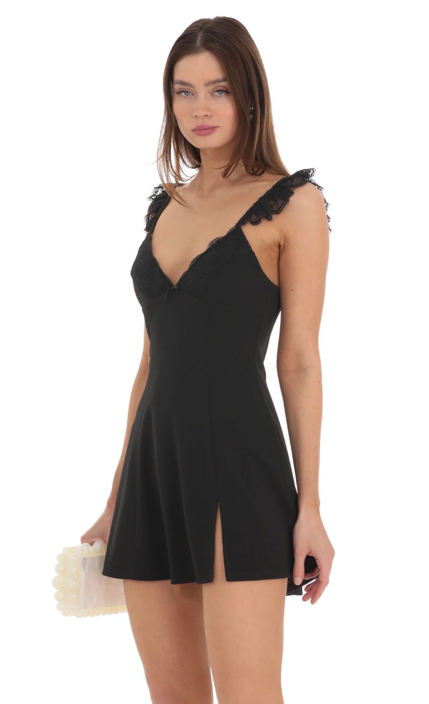 Picture Lace Strap V-Neck Dress in Black. Source: https://media.lucyinthesky.com/data/Feb24/850xAUTO/7a24c227-38fc-447d-a0b3-171a5fffea86.jpg