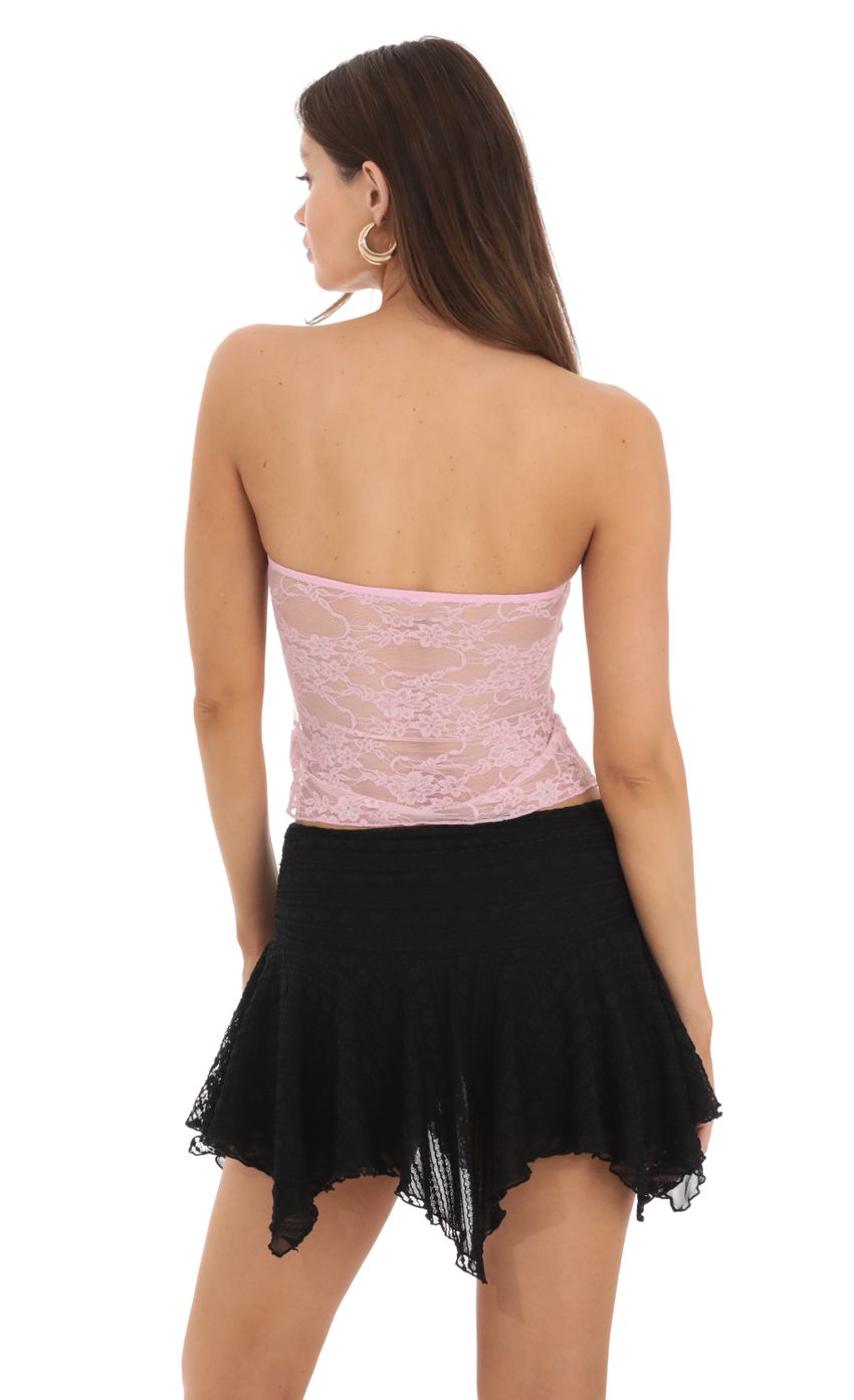 Picture Strapless Lace Top in Pink. Source: https://media.lucyinthesky.com/data/Feb24/850xAUTO/7ccf0aad-0218-457d-bdc6-7f390ba9437b.jpg