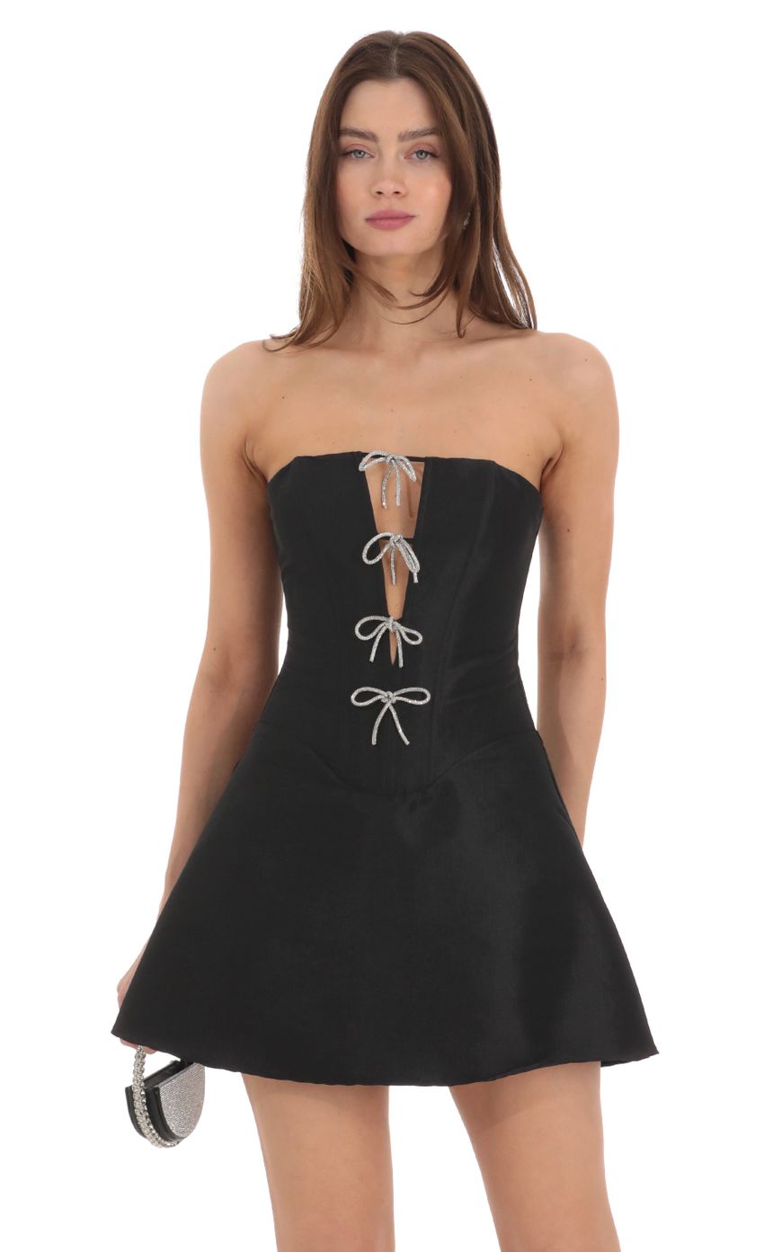 Black Dress with Stone Bows main image 1
