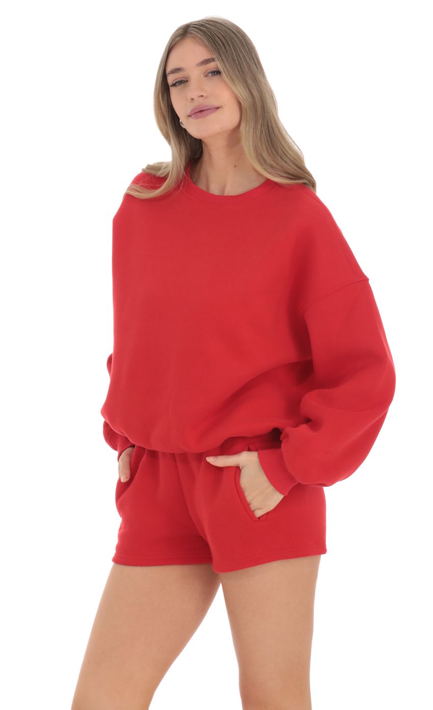 Picture Fleece Sweat Shorts in Cherry Red. Source: https://media.lucyinthesky.com/data/Feb24/850xAUTO/8d52d63a-0e2f-49b4-ba00-1b57842c3dff.jpg