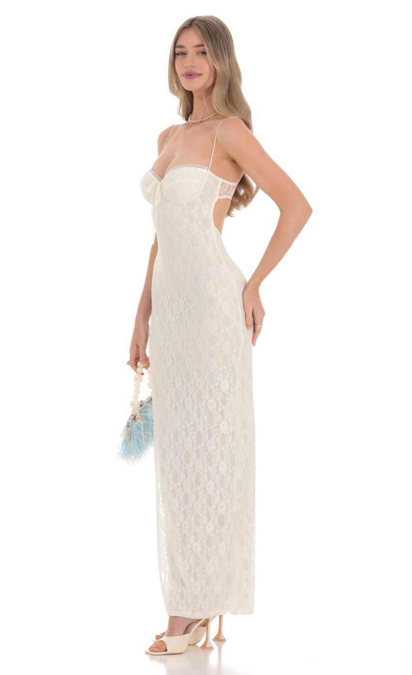 Picture Lace Bodycon Maxi Dress in Ivory. Source: https://media.lucyinthesky.com/data/Feb24/850xAUTO/c53c29e1-8b72-4961-b772-08d2c253dc88.jpg