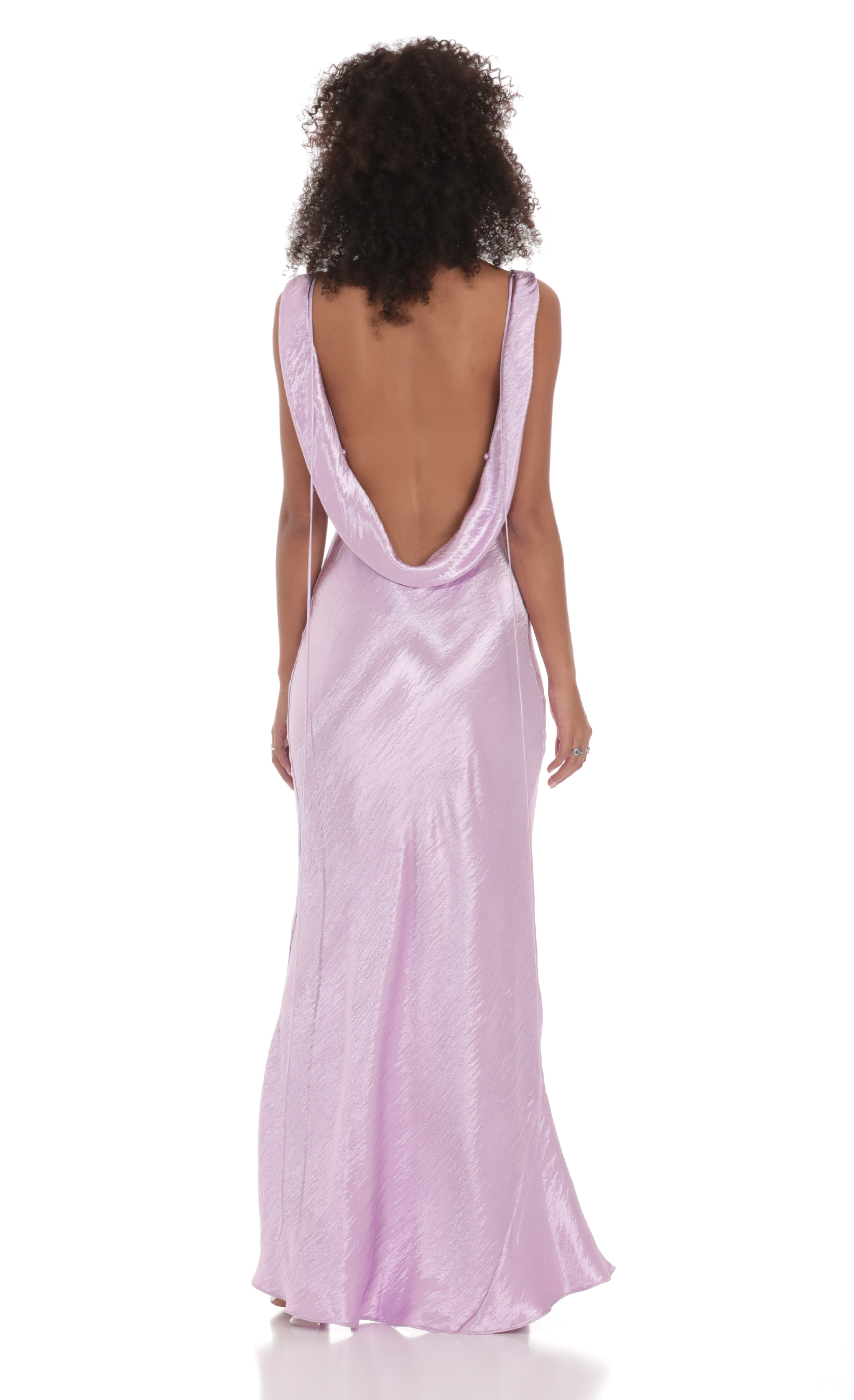 Satin Cowl Neck Maxi Dress in Lavender