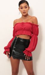 Picture Wild Thoughts Off the Shoulder Top in Red. Source: https://media.lucyinthesky.com/data/Jan19_2/150xAUTO/0Y5A3702.JPG