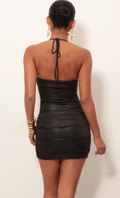 Picture thumb Finest Hour Ruched Dress in Black Faux Leather. Source: https://media.lucyinthesky.com/data/Jan19_2/170xAUTO/0Y5A3540.JPG