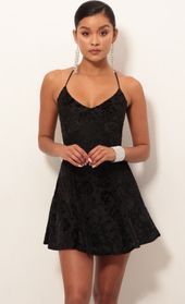 Picture thumb Floral Burnout Velvet A-line Dress In Black. Source: https://media.lucyinthesky.com/data/Jan19_2/170xAUTO/0Y5A4546.JPG