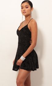 Picture thumb Floral Burnout Velvet A-line Dress In Black. Source: https://media.lucyinthesky.com/data/Jan19_2/170xAUTO/0Y5A4571.JPG