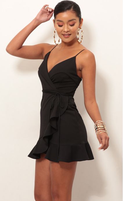 Party dresses > Carisa Ruffle Dress in Black