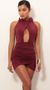 Picture Peek-a-boo Bodycon Dress In Plum. Source: https://media.lucyinthesky.com/data/Jan19_2/50x90/0Y5A2891S.JPG