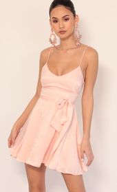 Picture thumb Quinn Satin Tie A-line Dress in Blush. Source: https://media.lucyinthesky.com/data/Jan20_1/170xAUTO/781A0636.JPG
