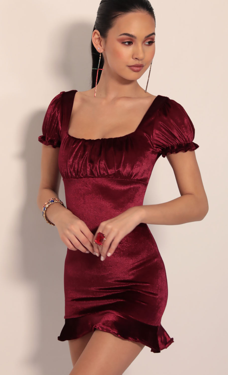 burgundy dress
