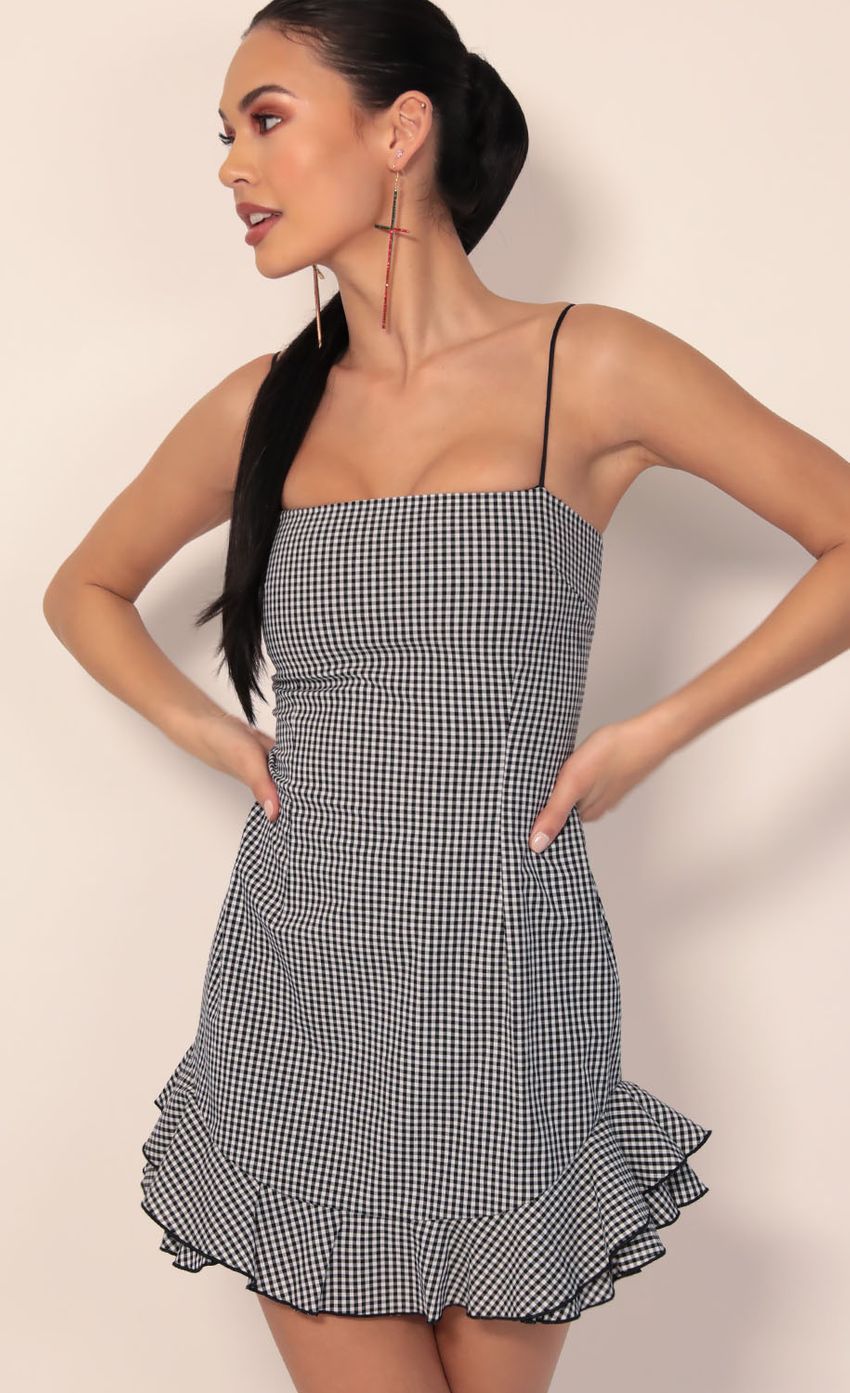 Picture Aubrey Ruffle Dress In Gingham. Source: https://media.lucyinthesky.com/data/Jan20_1/850xAUTO/781A5652.JPG