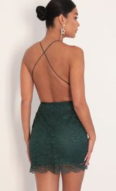 Picture thumb Azlin Plunge Lace Dress in Hunter Green. Source: https://media.lucyinthesky.com/data/Jan20_2/170xAUTO/781A7530.JPG