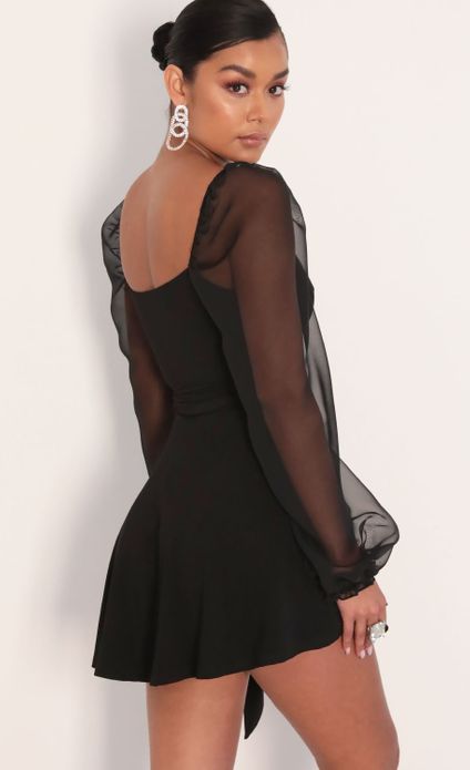 aliah puff chiffon wrap dress