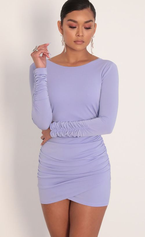 Picture Josie Open Back Dress in Lavender. Source: https://media.lucyinthesky.com/data/Jan20_2/500xAUTO/781A7706.JPG