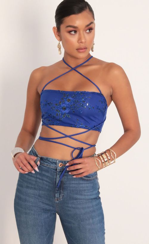 Picture Jana Sequin Lace Top in Royal Blue. Source: https://media.lucyinthesky.com/data/Jan20_2/500xAUTO/781A8833.JPG