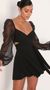 Picture Aliah Puff Chiffon Wrap Dress in Black. Source: https://media.lucyinthesky.com/data/Jan20_2/50x90/781A7765.JPG