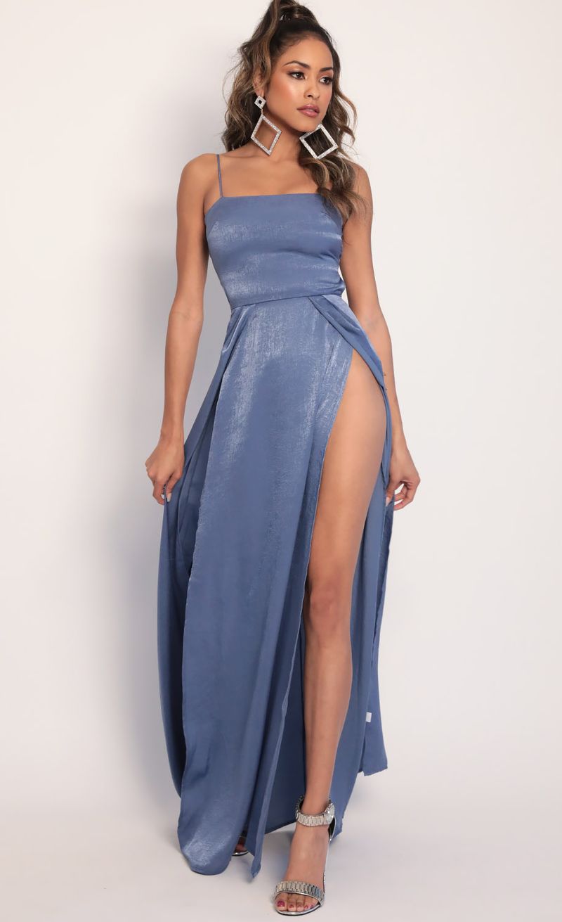 Picture Gala Satin Maxi Dress in Palace Blue. Source: https://media.lucyinthesky.com/data/Jan20_2/800xAUTO/781A3517.JPG