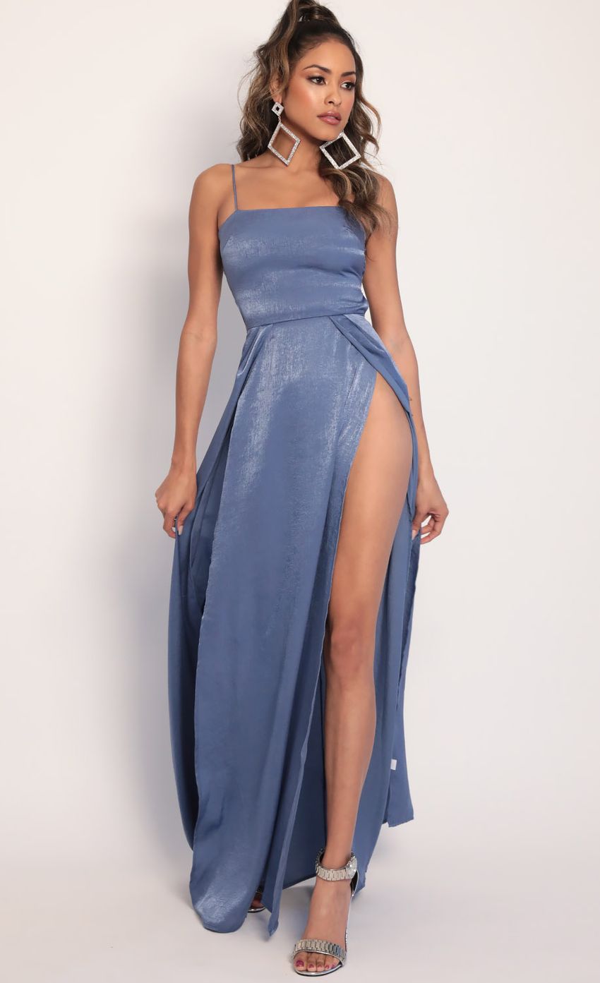 Picture Gala Satin Maxi Dress in Palace Blue. Source: https://media.lucyinthesky.com/data/Jan20_2/850xAUTO/781A3517.JPG