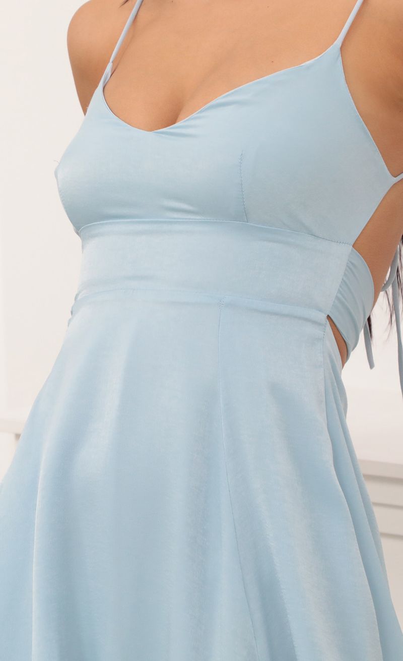 Quinn Tie A-line Dress in Powder Blue | Lucy in the Sky
