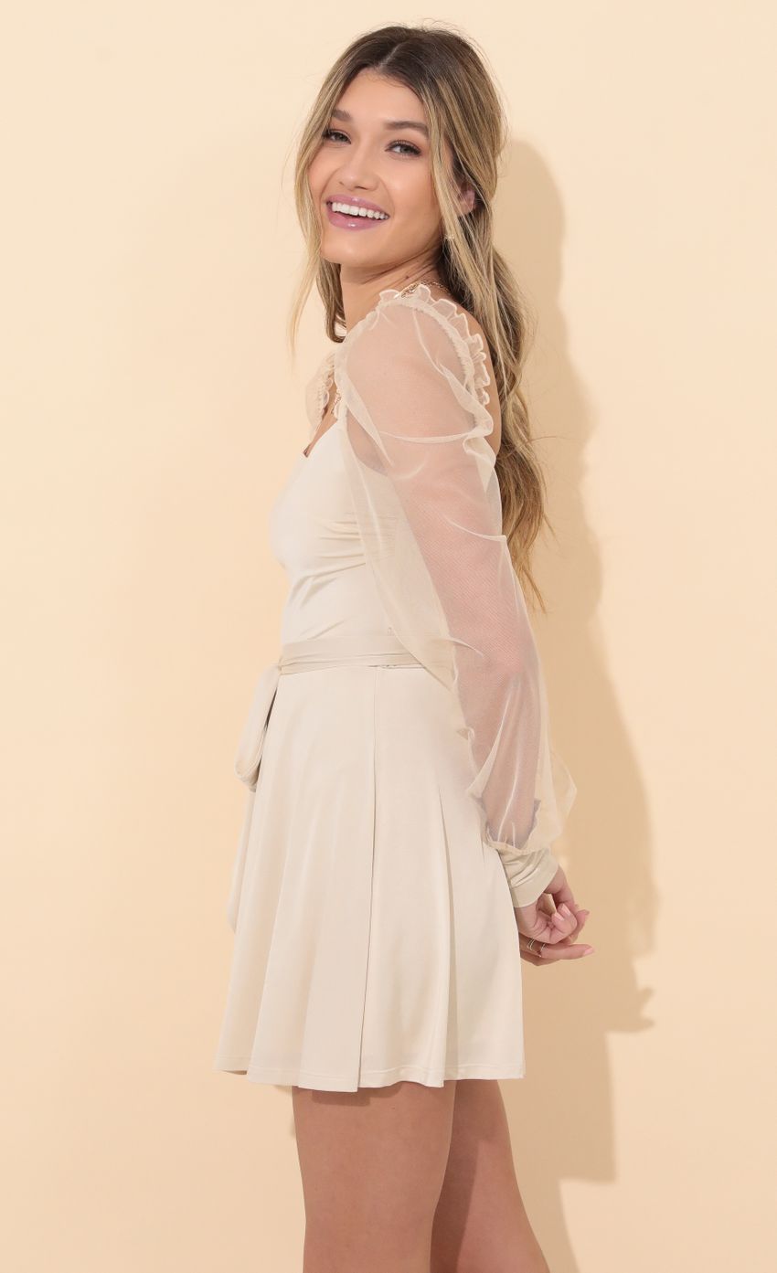 Picture Ari Long Sleeve Dress in Champagne. Source: https://media.lucyinthesky.com/data/Jan22_1/850xAUTO/1V9A3951.JPG