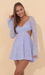 Picture Leona Long Sleeve Dress in Lilac. Source: https://media.lucyinthesky.com/data/Jan22_2/150xAUTO/1V9A4378.JPG
