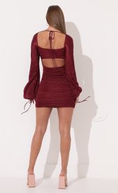 Picture thumb Stevie Pleated Long Sleeve Dress in Ruby. Source: https://media.lucyinthesky.com/data/Jan22_2/170xAUTO/1V9A12761.JPG