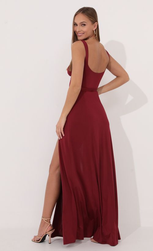Picture Jesse Front Tie Maxi Dress in Red. Source: https://media.lucyinthesky.com/data/Jan22_2/500xAUTO/1V9A8428.JPG