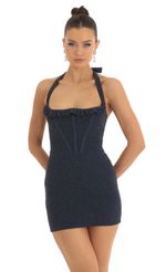 Picture Trudy Shimmer Corset Bodycon Dress in Dark Blue. Source: https://media.lucyinthesky.com/data/Jan23/150xAUTO/aa95c86b-4dc2-4b60-a1d1-74fd152dc379.jpg