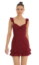 Picture Danika Shimmer Stripe Sweetheart Dress in Maroon. Source: https://media.lucyinthesky.com/data/Jan23/150xAUTO/b0ce60f3-04e9-441e-a649-b4f14a835654.jpg