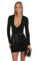 Picture Noah Velvet V-Neck Dress in Black. Source: https://media.lucyinthesky.com/data/Jan23/150xAUTO/b5587982-d256-4c42-ba08-1b600386ab59.jpg