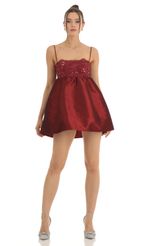 Picture Juno Shiny Organza Baby Doll Dress in Red. Source: https://media.lucyinthesky.com/data/Jan23/150xAUTO/c7456e19-b4de-4749-92bd-39b713d027bb.jpg