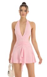 Picture Allyson Open Back Halter Dress in Pink. Source: https://media.lucyinthesky.com/data/Jan23/150xAUTO/de3c605f-3106-4d3b-91ad-0e4d9c5e04a0.jpg