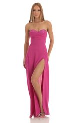 Picture Julissa Sequin Bust Crepe Maxi Dress in Hot Pink. Source: https://media.lucyinthesky.com/data/Jan23/150xAUTO/f7fe70f0-1527-4ec2-8db8-7b4657590e97.jpg