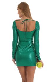 Picture thumb Giulia Holographic Square Neck Dress in Dark Green. Source: https://media.lucyinthesky.com/data/Jan23/170xAUTO/014d4035-948f-4ad3-bec1-3128d8a586b1.jpg