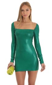 Picture thumb Giulia Holographic Square Neck Dress in Dark Green. Source: https://media.lucyinthesky.com/data/Jan23/170xAUTO/2b00ae2e-9cbd-4926-b29e-f94502ad2979.jpg