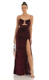 Picture thumb Mari Velvet Glitter Maxi Dress in Maroon. Source: https://media.lucyinthesky.com/data/Jan23/170xAUTO/31f0fe82-a534-4d75-ace0-b2915a40f72f.jpg