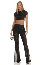 Picture thumb Ada Sequin Two Piece Pant Set in Black. Source: https://media.lucyinthesky.com/data/Jan23/170xAUTO/46817e34-3a66-43ee-81b9-ae8b688e556c.jpg