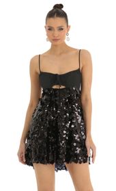 Picture thumb Phalyn Big Sequin Keyhole Baby Doll Dress is Black. Source: https://media.lucyinthesky.com/data/Jan23/170xAUTO/7bb1dece-f185-486e-ac5a-c301f433c1ae.jpg