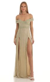 Picture thumb Sena Sequin Striped Off The Shoulder Maxi Dress in Gold. Source: https://media.lucyinthesky.com/data/Jan23/170xAUTO/a2efa020-3ae9-4cd5-b793-82f8d2e9ee88.jpg