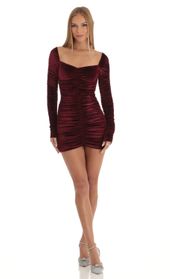 Picture thumb Audria Ruched Foil Velvet Bodycon Dress in Red. Source: https://media.lucyinthesky.com/data/Jan23/170xAUTO/ae8b8093-ad33-4b4f-a956-56c3c38f737d.jpg