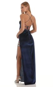 Picture thumb Baylin Velvet Rhinestone Slit Maxi Dress in Dark Blue. Source: https://media.lucyinthesky.com/data/Jan23/170xAUTO/bb6bd5fc-5e57-4130-8315-0fe4056acc24.jpg