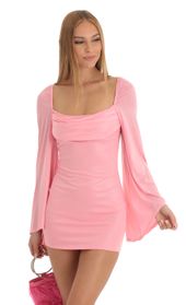 Picture thumb Jazlyn Foil Flare Sleeve Body Con Dress in Pink. Source: https://media.lucyinthesky.com/data/Jan23/170xAUTO/def58122-a099-4793-9f18-574112662bf5.jpg