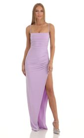 Picture thumb Calla Rhinestone Strap Ruched Maxi Dress in Lilac. Source: https://media.lucyinthesky.com/data/Jan23/170xAUTO/e2db9aca-9fc6-4c21-9d5d-86be457f3626.jpg
